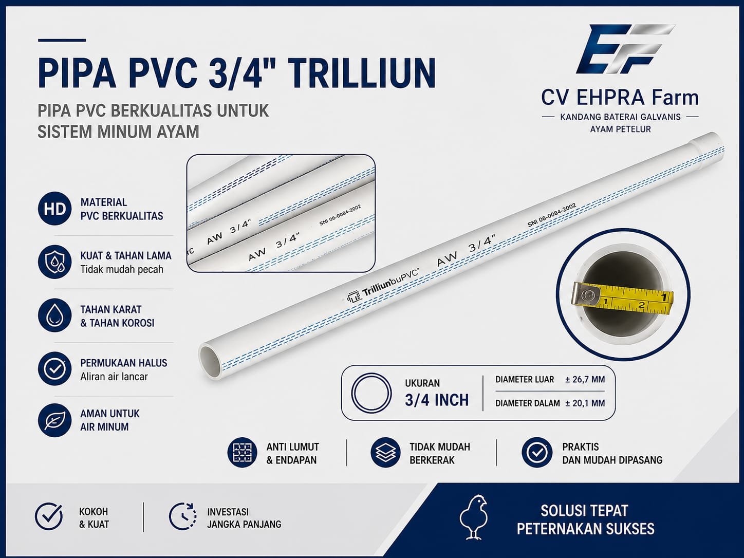 Pipa PVC 3/4 Trilliun